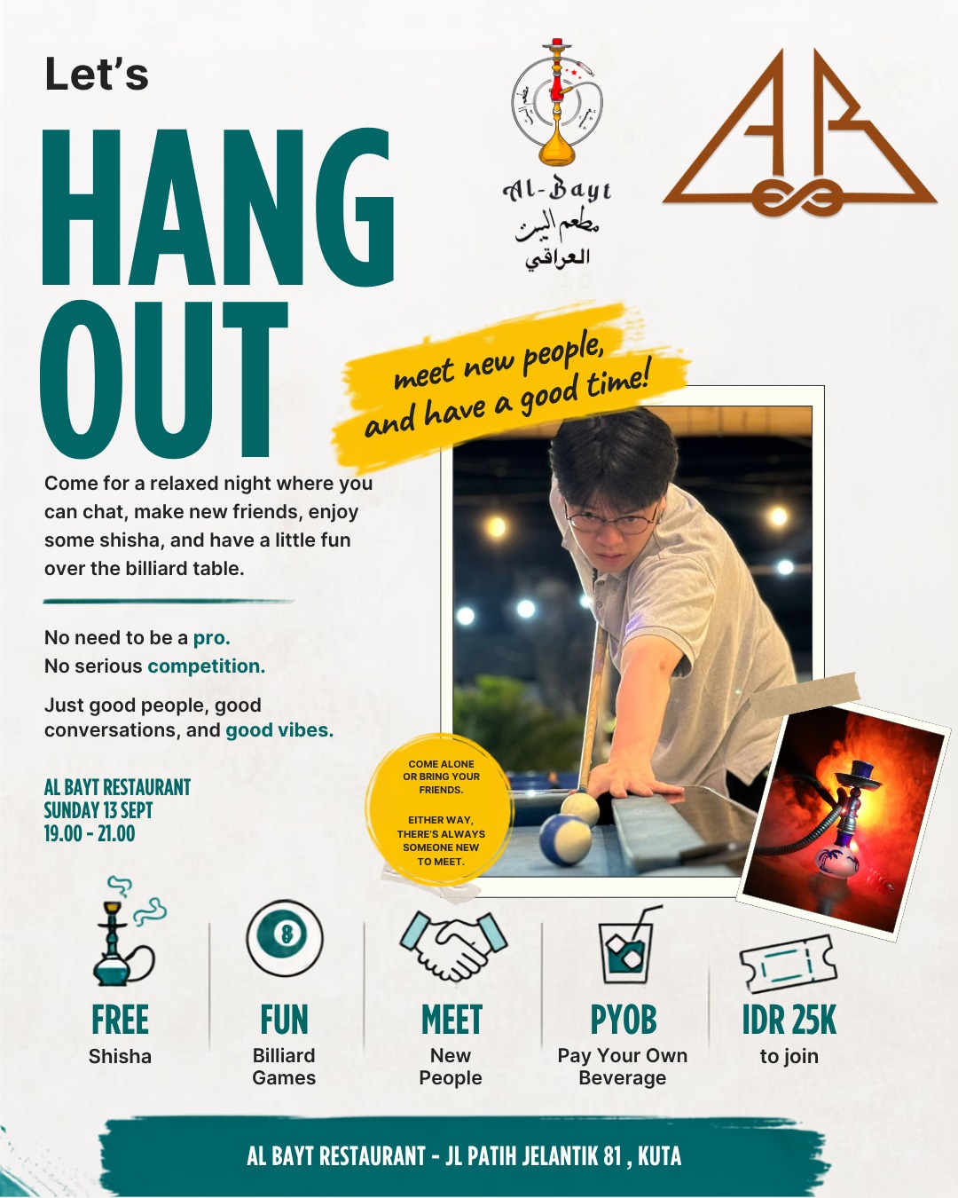 Hang Out at Al Bayt, Sunday 13 Sept